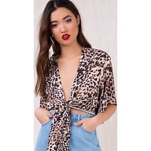 Princess Polly Feline Eyes Tie Front Top